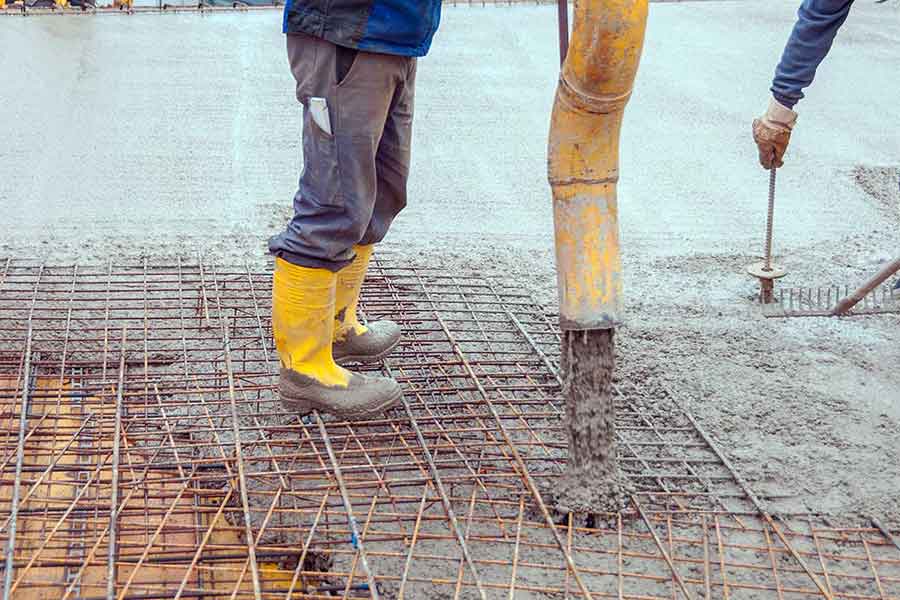 Concrete being poured onto