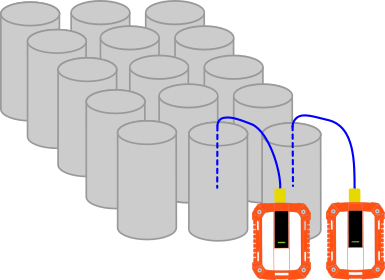 Graphical reprenetation of the 15 samples with the embedde temerature sensors
