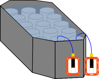 Concrete samples in water bath.