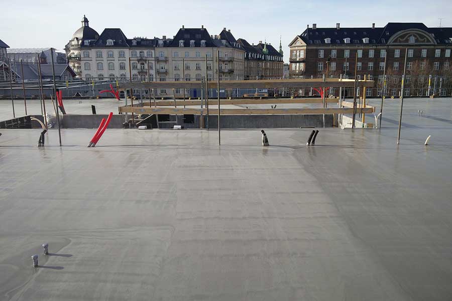 Concrete setting with cityscape in the background