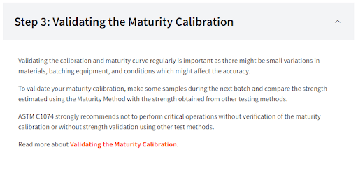 Validate maturity calibration