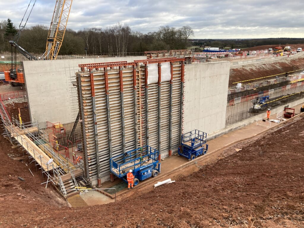 Construction site, walls being built