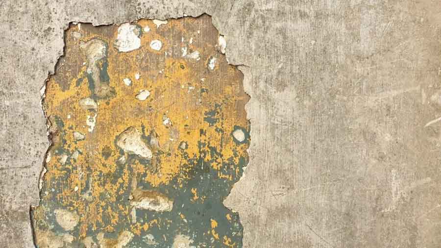 Corroded concrete wall.